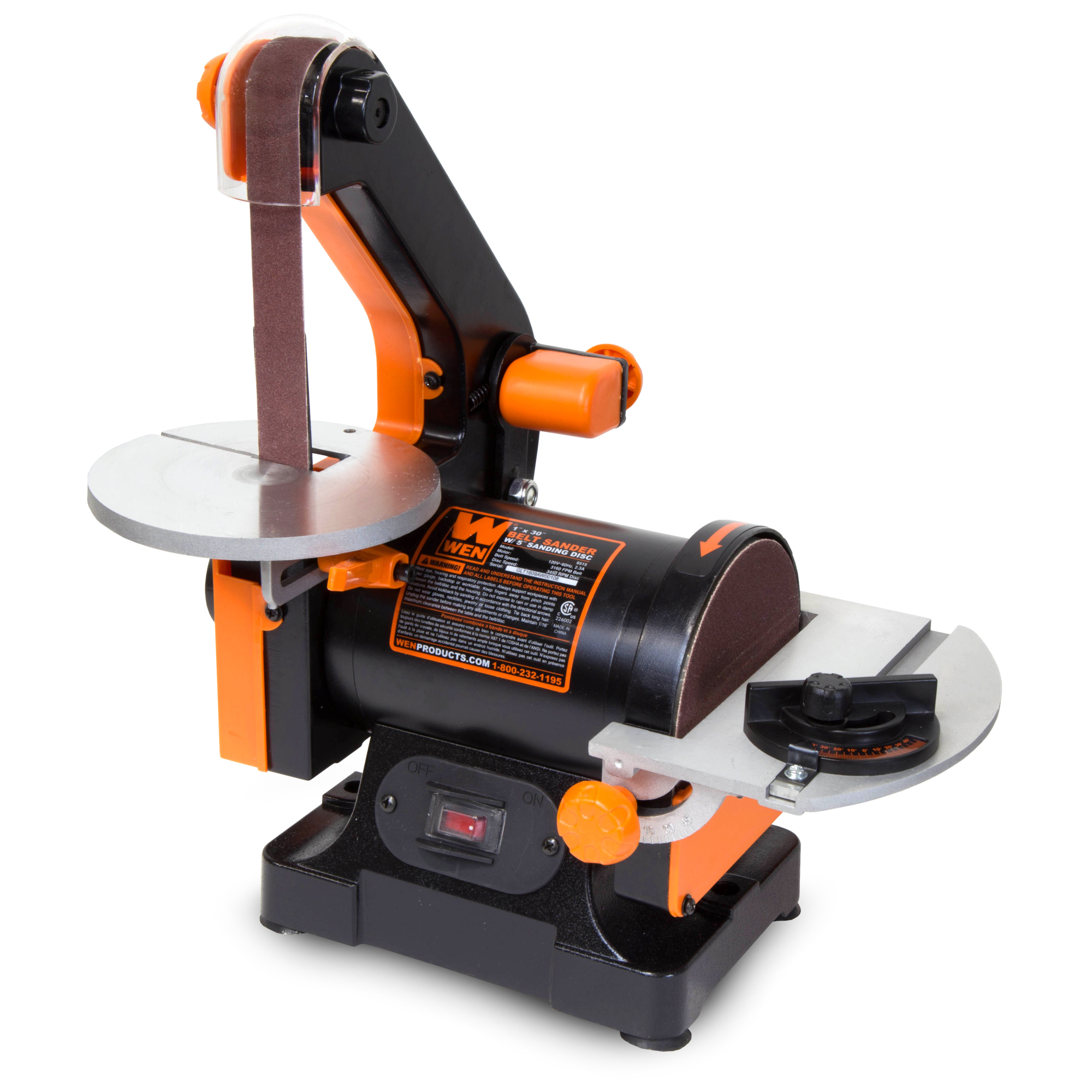 WEN Belt Sander with Sanding Disc - 1in. x 30in. Belt, 5in. Disc, 2.3 Amps, 3450 RPM, Model# 6515T